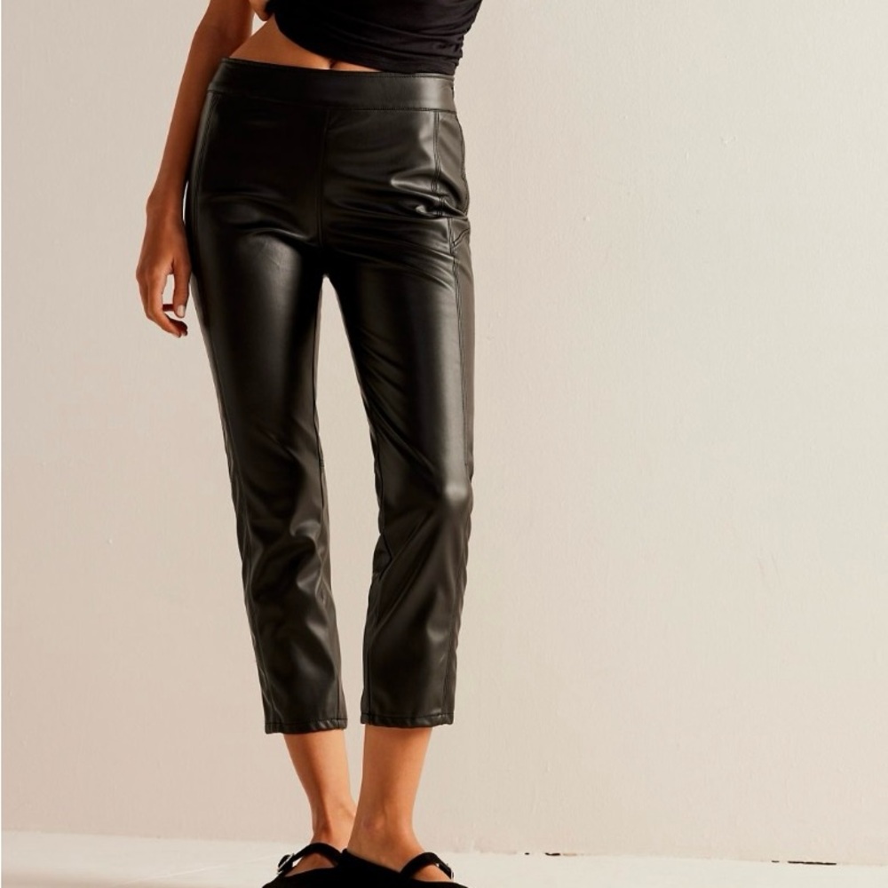 Free People vegan leather cropped pants